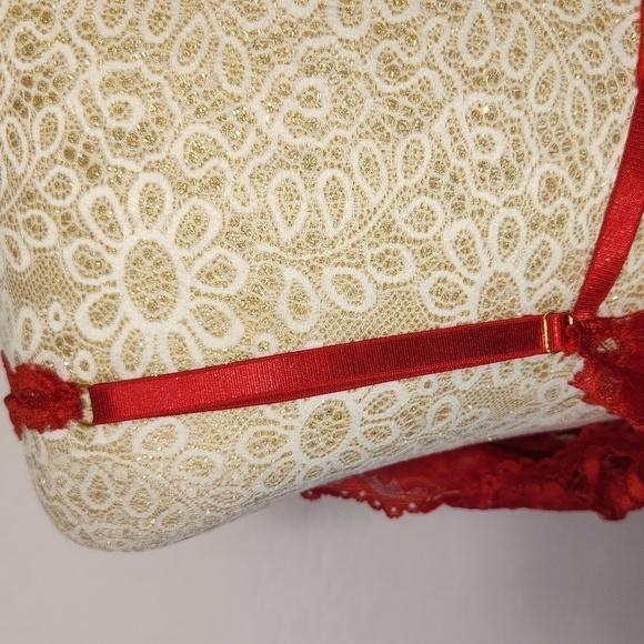 iCollection Women's Red Lace Mesh Adjustable Strap Hook Eye Lingerie Chemise 1X - Picture 10 of 14